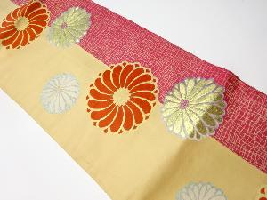 アンティーク　菊・抽象模様織り出し名古屋帯（着用可）